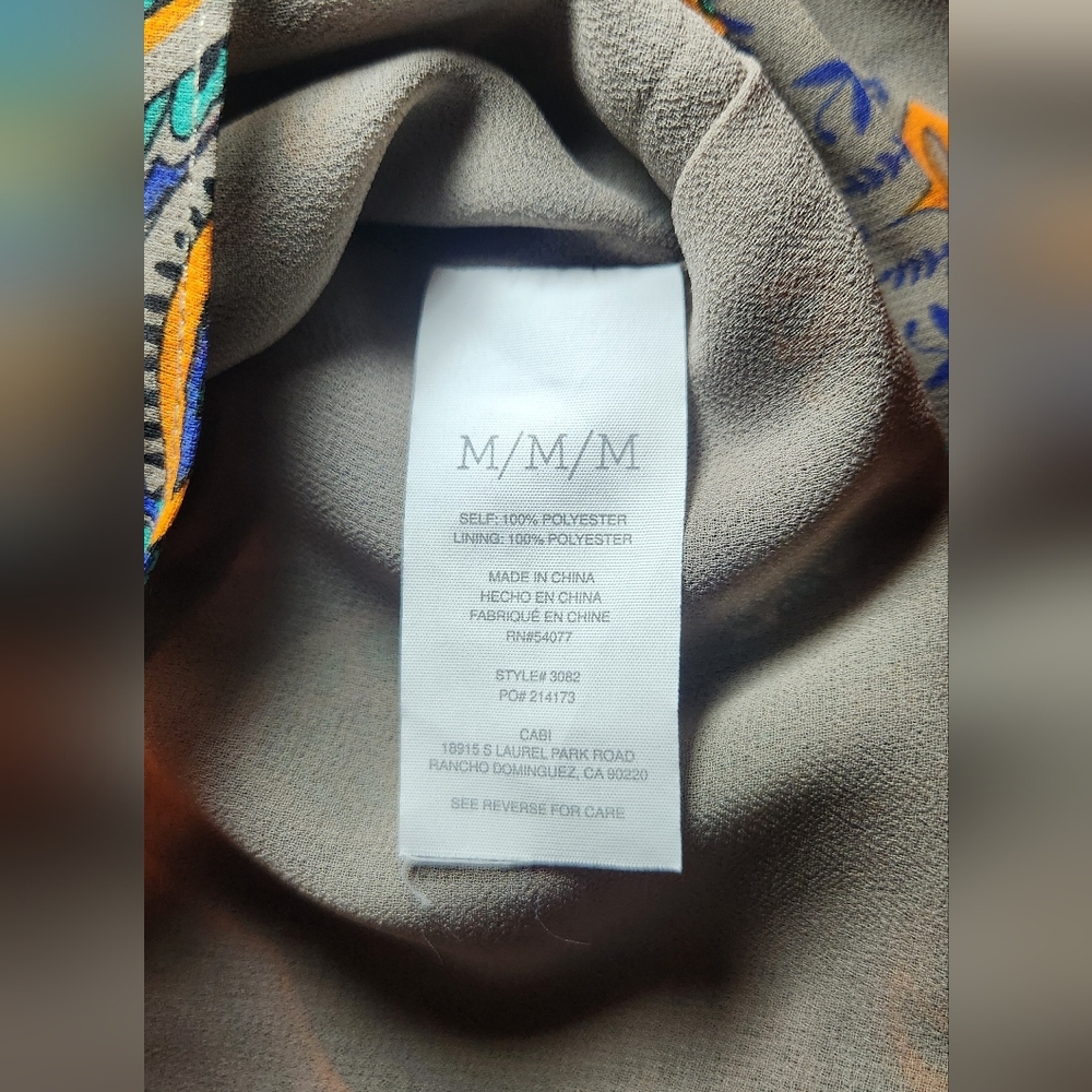 Cabi Tank Top Taupe Orange & Blue Size Medium Adjustable Straps - Picture 5 of 5